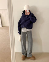 ベロアコーデュロイストレートトレーニングパンツ
