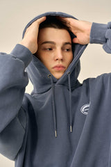 PIGMENT OVERSIZED LOGO HOOD - BLUE