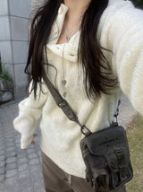 Diagonal Button Loose Fit Bookle Knitwear