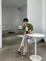 アンダーブックルオープンカラーショートスリーブニットウェア / Ander Bookle Open Collar Cool Short-Sleeved Knitwear (4 colors)