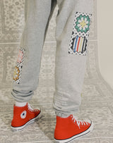 GRANNY SQUARE JOGGER PANTS GRAY MELANGE (6691423617142)
