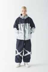 ウィンドブレーカーフーデッドステッチジャケット/BSR2223FWJK034 MMM WINDBREAKER HOODED STRETCH JACKET SILVER/NAVY