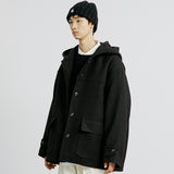 ウールブレンドフィールドフードコート / WOOL BLENDED FIELD HOOD COAT BLACK
