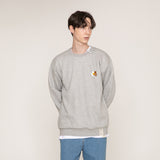 [UNISEX] Small Flower Bear Smile White Clip Sweatshirt (6655500812406)