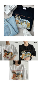 ファミリーキャットショートスリーブTシャツ / Family cat short sleeve tee