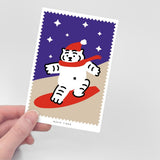 SNOWBOARD TIGER POST CARD (6538538483830)