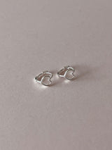 [92.5silver] line heart one-touch earrings (mini)