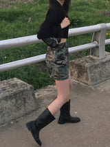 Military cargo mini skirt