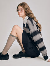 DVRK PRIVÉ GARDENIA STRIPED KNITTED SWEATER - GREY
