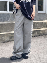 ナイロン ツーウェイ ロング ジョガー ワイドパンツ/Mozzny Nylon Two-Way Long Jogger Wide Pants