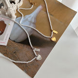 hiv パールハートキッチュネックレス/hiv Pearl heart kitsch necklace (2color)