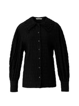 Double collar wrinkle blouse - Black (6682214793334)
