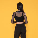 ショルダーメッシュクロップTシャツ / TOP(7807) Shoulder Mesh Crop Tee