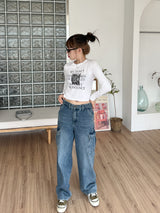 カーゴデニムパンツ/no.1768 cargo denim pants (2color)
