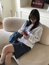 Beelike bermuda denim pants
