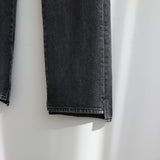 Po Side Slit Black Washing Denim Pants (628) (6699423858806)