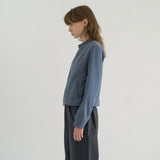ハイカラースエードジャケット / HIGH COLLAR SUEDE JACKET, BLUE