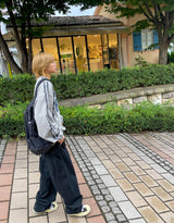 デニムダブルニーワイドパンツ