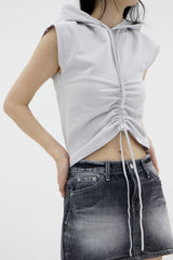 シャーリングスリーブレスフード / Shirring sleeveless hood (2color)