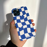 Checkerboard Blue Iphone Hard case (6674345066614)