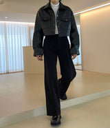 フレンチ レザー クロップジャケット / MO French Leather Cropped Jacket (2 colors)