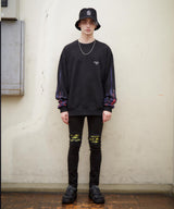 ファイヤーパターン袖プリントトレーナー/スウェット/FIRE PATTERN SWEATSHIRT (4580960993398)