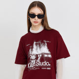 バーニングハウスグラフィックオーバーフィットTシャツ / Burning House Graphic Over fit T-shirt - 2 color