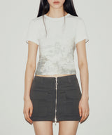 グラフィック半袖トップ / GRAPHIC HALF SLEEVE TOP (WHITE)