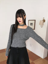 Rucle Choker Set Wool Square Neck Ribbed Knit