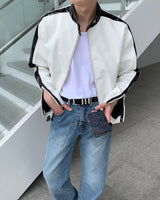 グロッシーバイカーレザージャケット / ENOC Glossy Biker Leather Jacket (2 colors)
