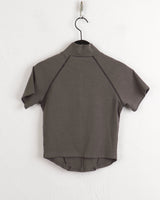 Raping Sporty cut half zip up short sleeve T-shirt