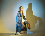 OVERSIZE WOOL CHECK ROBE COAT (Blue) / オーバーサイズウールチェックローブコート