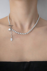 ハートポイントシルバーパールネックレス/Heart point silver pearl necklace
