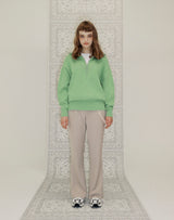 HALF ZIP UP PUNCHING RHOMBUS SWEATER YELLOW GREEN (6691447603318)