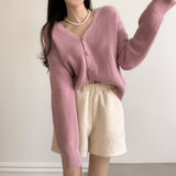 [7color/guaranteed color] Milk Tea Angora V-neck cardigan