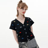 Ribbon Cardigan [Black] (6593098317942)