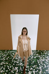 Ruffle back trench coat 
