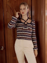 Strappy halter neck Knit (Purple)