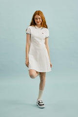 スモールチェリーフレアーピケドレス／SMALL CHERRY FLARED PIQUE DRESS [WHITE]