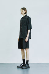 スリーブレスナイロンシャツ＆Tシャツセット/sleeveless nylon shirt & modal tshirt set black