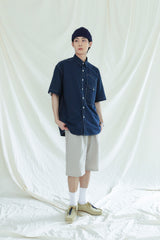 UTILITY CURVED POCKET OXFORD 1/2 SHIRT NAVY (6561040367734)