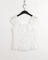 ジャケットレースパンチングy2kピンタックオフショルダースリーブレスブラウス / Jacket lace punching y2k pintuck off shoulder sleeveless blouse