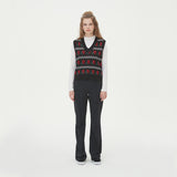 WAVE FLOWER JAQUARD KNIT VEST_BLACK (6610819547254)