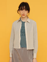 クロップナイロンシャツ / CROP NYLON SHIRT_CREAM