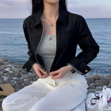 [Bellide made/2Size/Non-Fade] Slim Two-Way Denim Crop Jacket