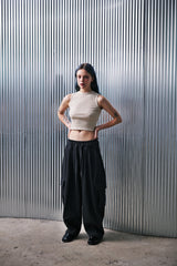 H-T CARGO BALLOON SWEAT PANTS (Charcoal) / カーゴバルーンスウェットパンツ