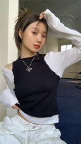 オレオ オープン ショルダー ニット トップ / Oreo open shoulder knit top