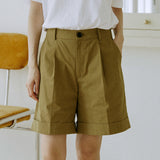 ユニセックスカフハーフパンツ/unisex cuff half pants beige