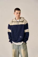 COLOR TONING PATTERN ANORAK -NAVY
