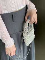 フェディンメタルパールビーズパールトートクロスバッグ/Pedin Metal Pearl Bead Pearl Tote Crossbody Bag